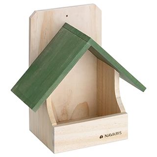 Navaris Small Bird Nesting Box - Wood Nest for Robin, Hummingbird, Parakeet, Bluebird - Perch House for Outdoors Birdhouse Birds - Made of Pine Wood