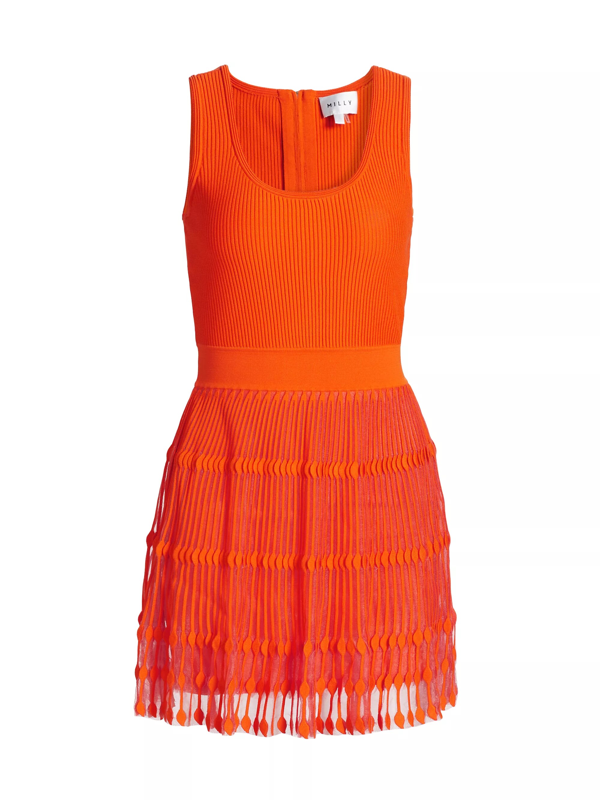 Sheer-Knit Sleeveless Flare Minidress