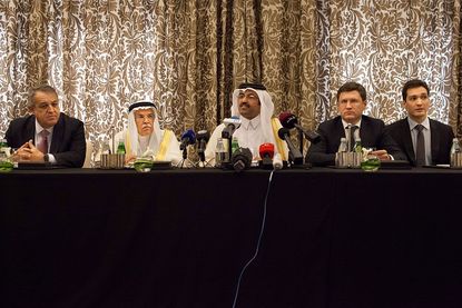 The oil ministers of Saudi Arabia, Russia, Venezuela, and Qatar meet in Doha