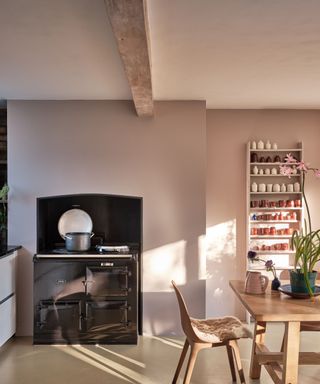 lilac kitchen with aga oven