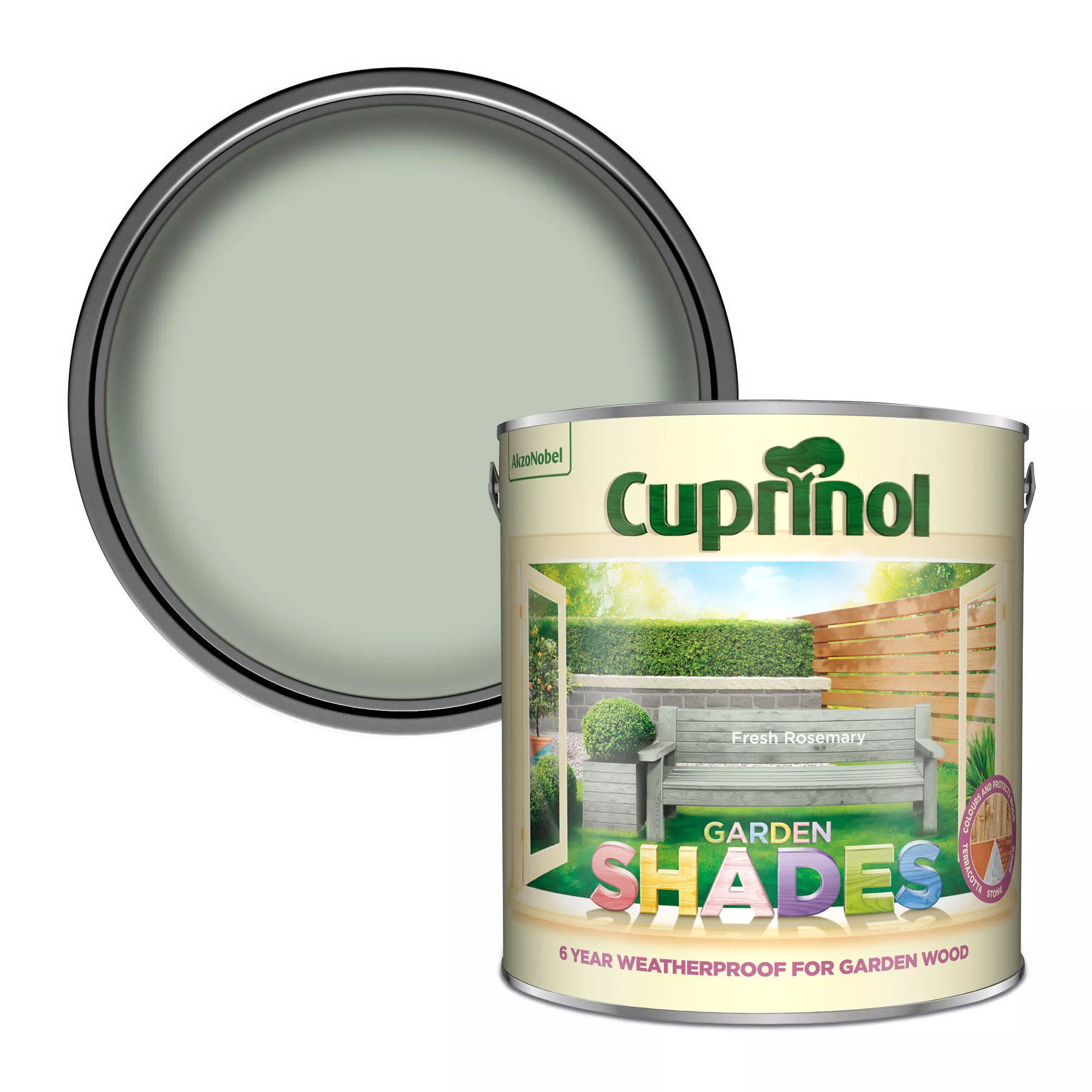 Cuprinol Garden Shades Fresh Rosemary Matt Multi-Surface Exterior Wood Paint, 2.5l