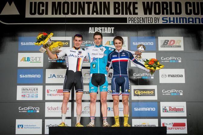 Junior men's podium in Albstadt: Philipp Bertsch, Raphael Gay, Neilo Perrin-Ganier