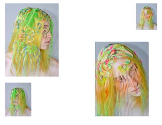 neon yellow and pink wig designed by Tomihiro Kono