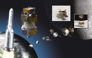 This illustration shows the components of China's ambitious Chang'e 5 lunar sample-return mission.