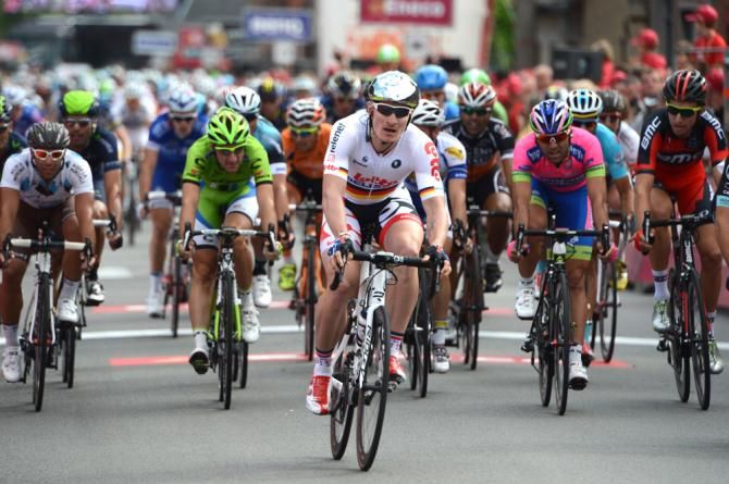 Andre Greipel (Lotto Belisol) led the peloton in for second place two seconds behind stage winner Mark Renshaw
