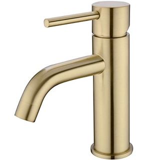 Trustmi Brass Bathroom Basin Sink Mixer Tap Single Lever Hot and Cold Mixing Lavatory Washbasin Taps, Brushed Gold