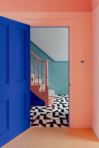 colourful interior at pink extension at Beacon House by Office S&M