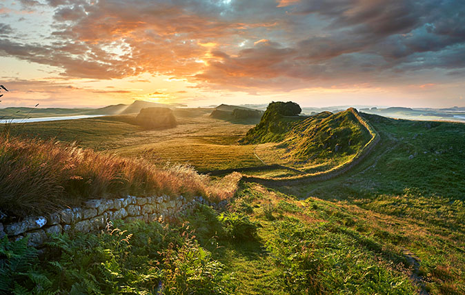 Hadrians Wall near Houseteads Roman Fort, Vercovicium, Northumberland, England, United Kingdom