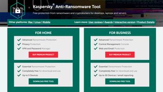 Kaspersky Anti-Ransomware Tool website screenshot