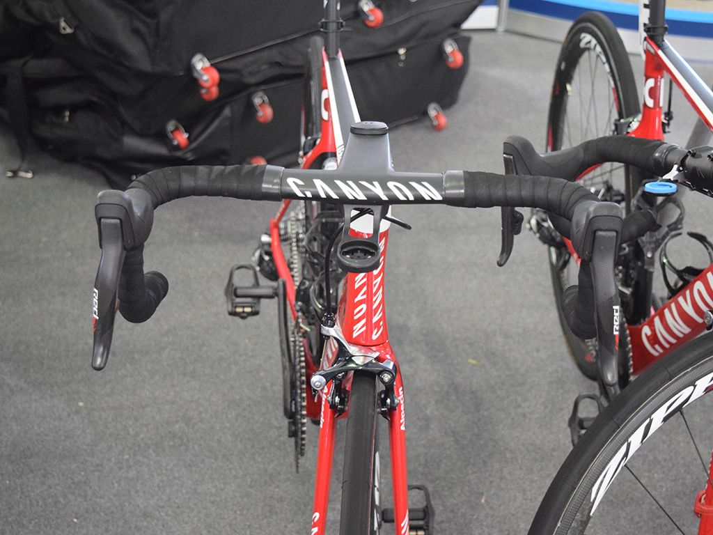 Canyon branding adorns nearly every component of the bike