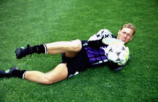 Liverpool goalkeeper Michael Stensgaard poses for a publicity shot in the mid-1990s.