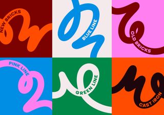 Series of stylised squiggles containing type