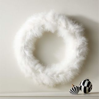 White feathery modern Christmas wreath