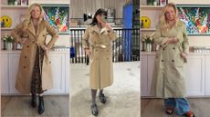 Trio of images of trench coats