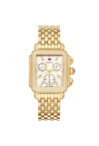 Michele Deco 18K Gold-Plated Diamond Watch