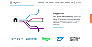 screenshot of SugarCRM website