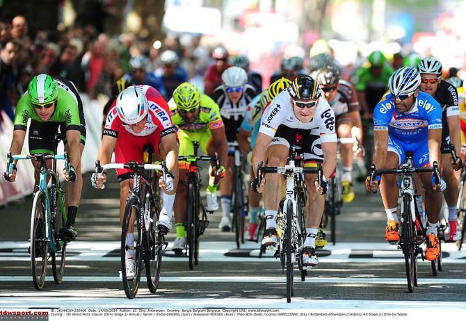 Aleksandr Porsev, Theo Bos, Andre Greipel and Danilo Napolitano