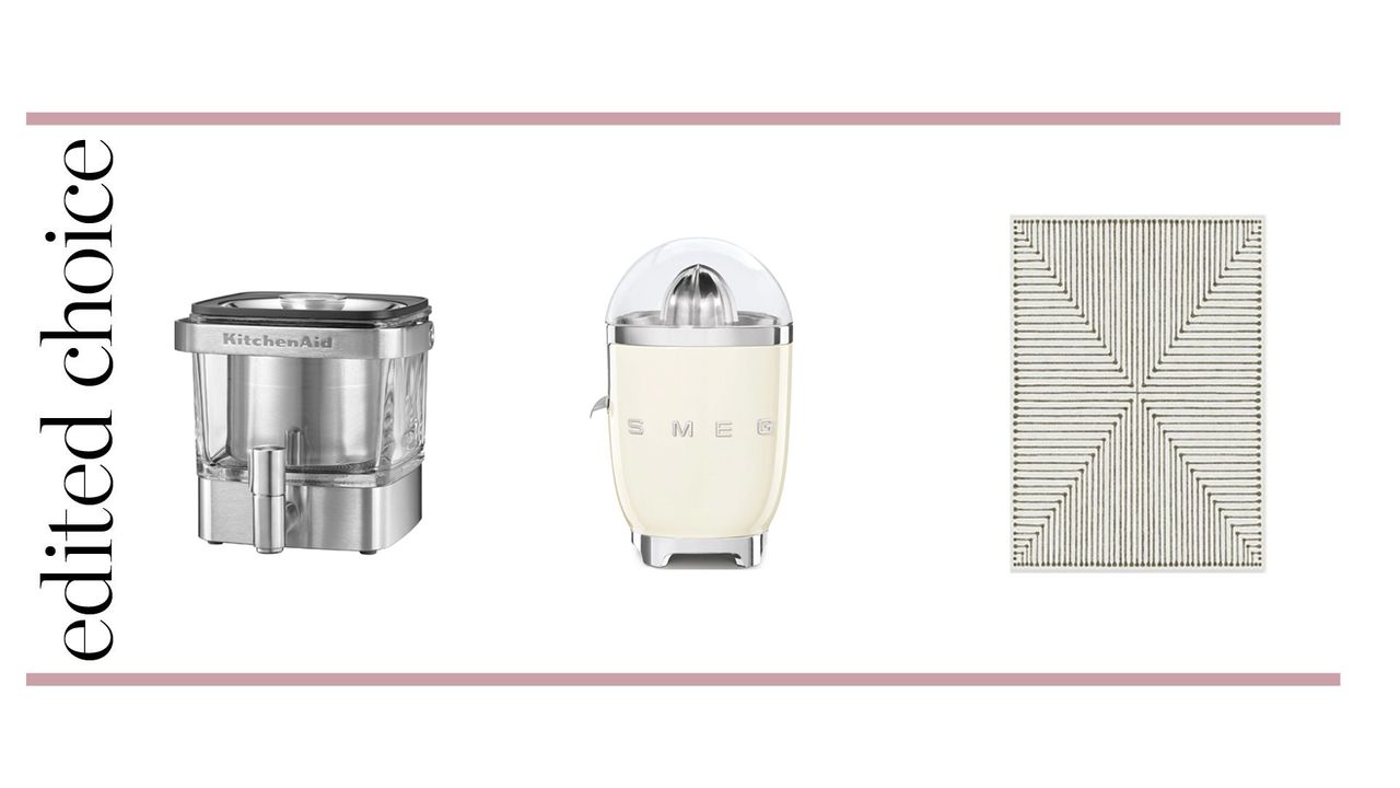 Image of three editor&#039;s picks from KitchenAid, Smeg and Ruggable