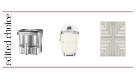 Image of three editor's picks from KitchenAid, Smeg and Ruggable