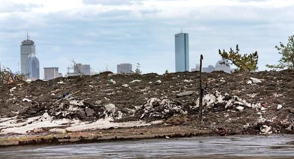 A dirty snow pile in Boston.