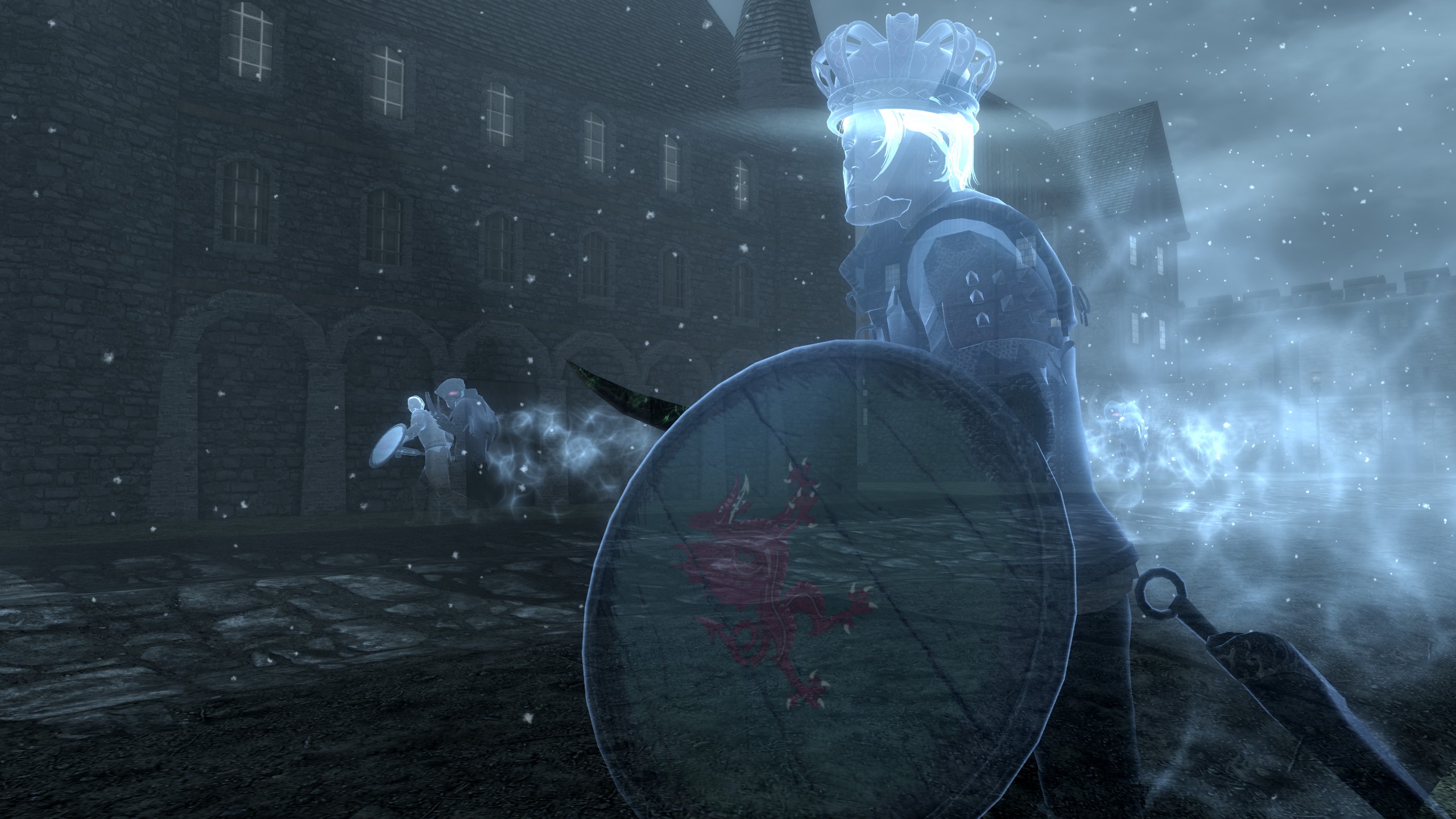 Le fantôme du roi Lysandus rôde dans les rues de Daggerfall dans le mod Skygerfall
