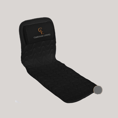 Claessonliving Full-Body Bath Pillow (17'' X 49'') - Bathtub Cushion With Headrest Supports Neck, Back and Legs - Free Hanging Hooks for Fast Drying Over Tub - Includes Washing and Travel Bags - Black