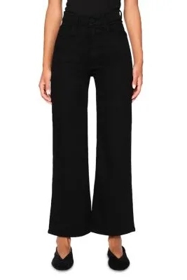 DL1961, Hepburn High Rise Ankle Wide Leg Jeans in Jet Black