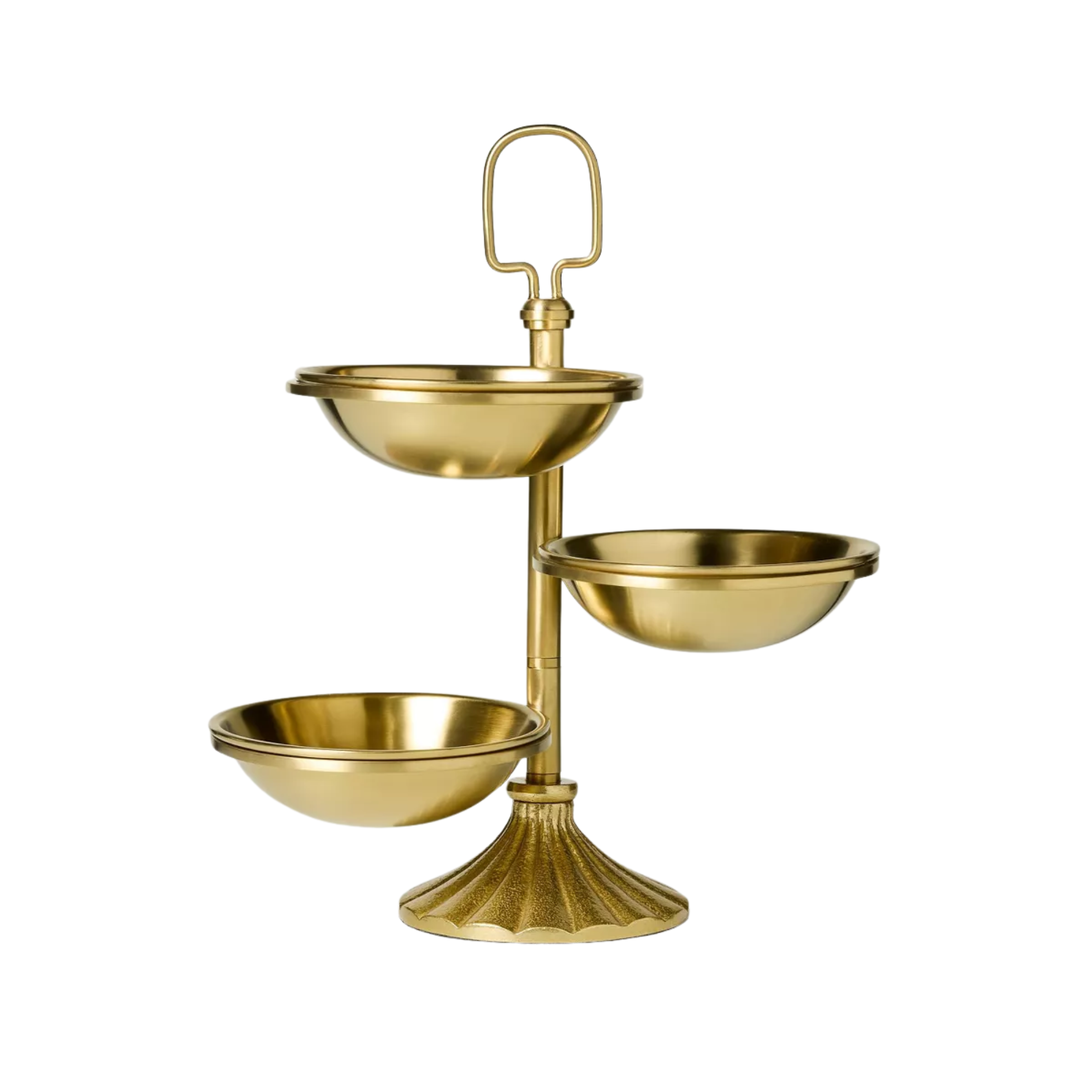 stacked serving bowls in gold