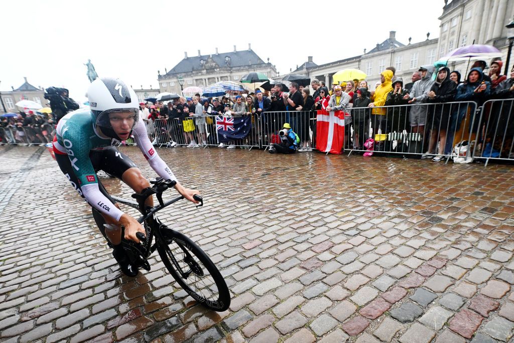 COPENHAGEN DENMARK JULY 01 Aleksandr Vlasov of Russia and Team Bora Hansgrohe sprints during the 109th Tour de France 2022 Stage 1 a 132km individual time trial stage from Copenhagen to Copenhagen ITT TDF2022 WorldTour on July 01 2022 in Copenhagen Denmark Photo by Stuart FranklinGetty Images