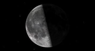 an illustration of a half-lit moon