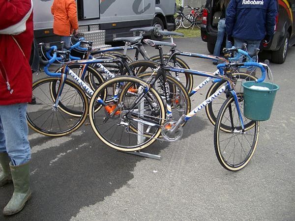 The Nys bikes corralled - with him - hundreds of metres from everyone else.