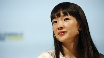 Marie Kondo during her speech at the XXIX International Book Fair in Turin