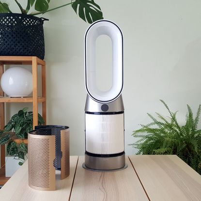 The Dyson Purifier Hot + Cool Formaldehyde HP09 Fan Heater with air filter inserted