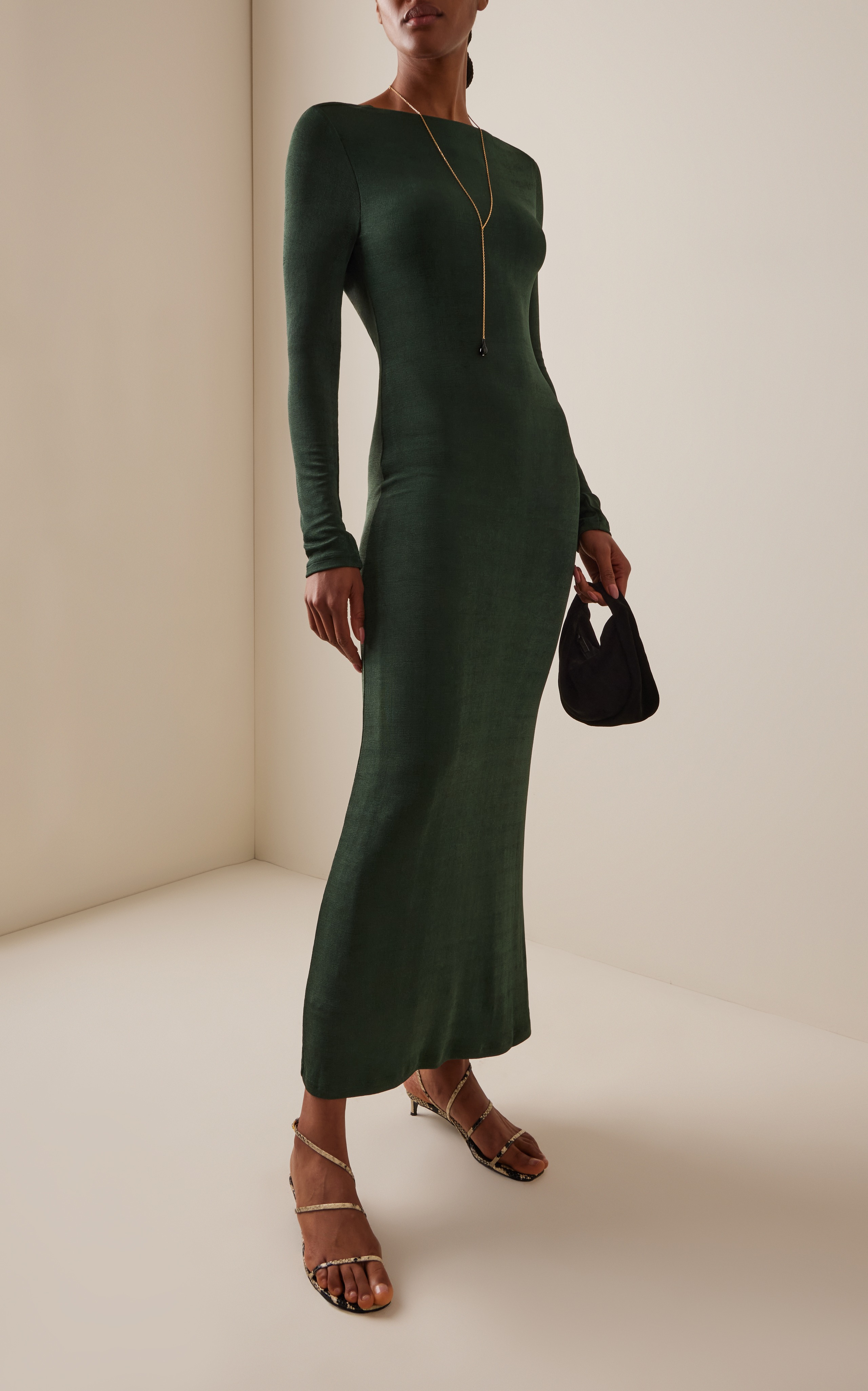 Luna Draped Jersey Open-Back Maxi Dress