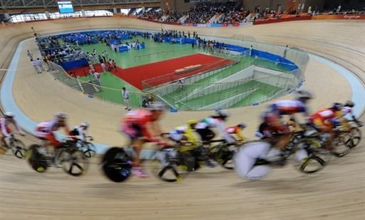 Action during the women's points race final.