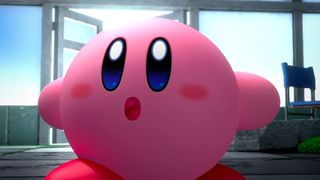 Kirby looking shocked in Kirby and the Forgotten City