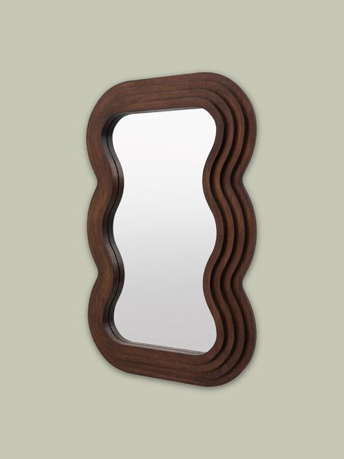 Small Wavy Wooden Mirror