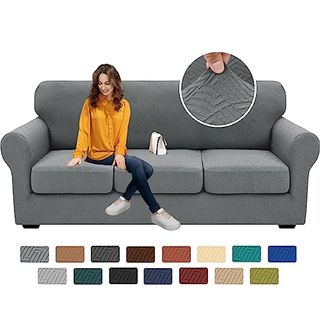 Xineage 2024 Newest 4 Pieces Couch Covers for 3 Cushion Couch Super Stretch Thick Soft Sofa Cover Anti Slip Sofa Slipcover Dogs Cats Furniture Protector (light Gray, 71