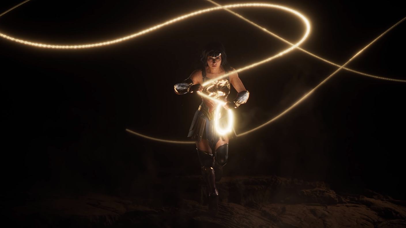 Wonder Woman wielding the lasso of truth