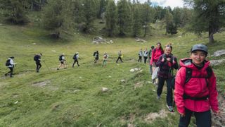 A group of hikers in the Alps