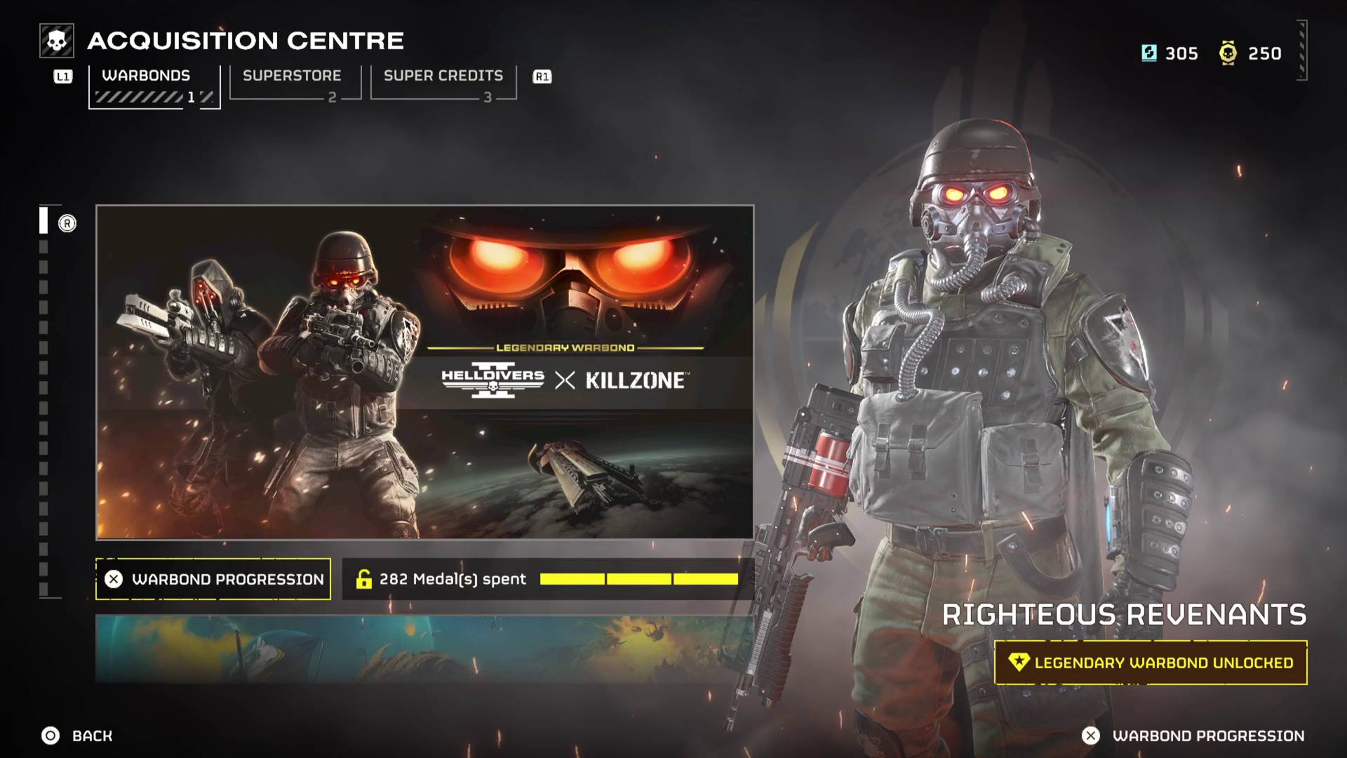 Helldivers 2 Righteous Revenants Killzone Warbond in warbond menu