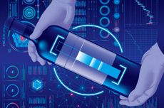 Illustration of hand holding bottle of wine with graphs and figures in background