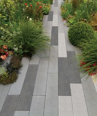 stonemaster paving from bradstone in different shades of grey