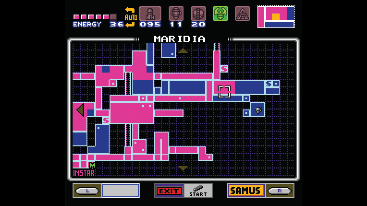 The map screen in Maridia in Super Metroid