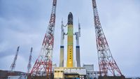 Japan's H3 rocket on the launch pad at the Tanegashima Space Center. 