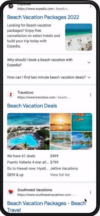 Google Search new format on mobile
