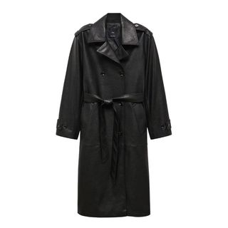 Mango Leather Effect Trench