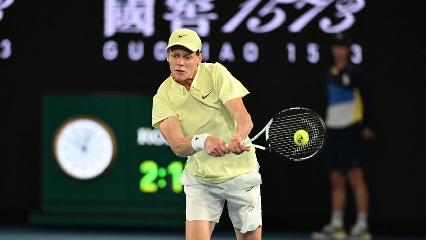  Jannik Sinner of Italy in action ahead of the men&#039;s final – Sinner vs Zverev – at the Australian Open 2025