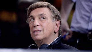 Sportscaster Marv Albert looks on during a Premier Boxing Champions bout in the MGM Grand Garden Arena on March 7, 2015 in Las Vegas, Nevada.
