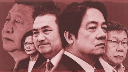 Photo composite of Lai Ching-te, Tsai Ing-wen, Hou Yu-ih, Ko Wen-je and Xi Jinping